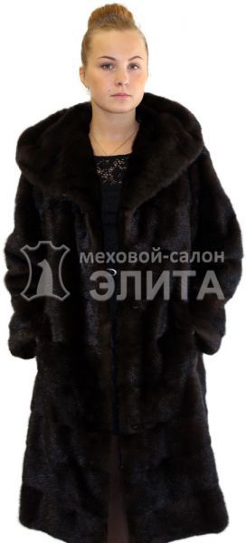Шуба из норки с капюшоном S-319 р-р 42-46, цена 124200 рублей в интернет-магазине кожи и меха ЭЛИТА. Вид 2