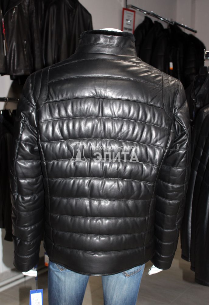 Зимняя мужская куртка из натуральной кожи BN7677 р-р 58, 60, цена 27300 рублей в интернет-магазине кожи и меха ЭЛИТА. Вид 2