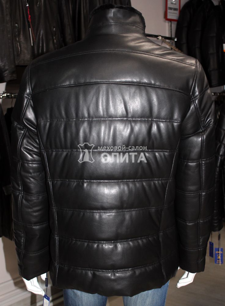 Зимняя мужская кожаная куртка из натуральной кожи 7682 р-р 56-62, цена 27900 рублей в интернет-магазине кожи и меха ЭЛИТА. Вид 2