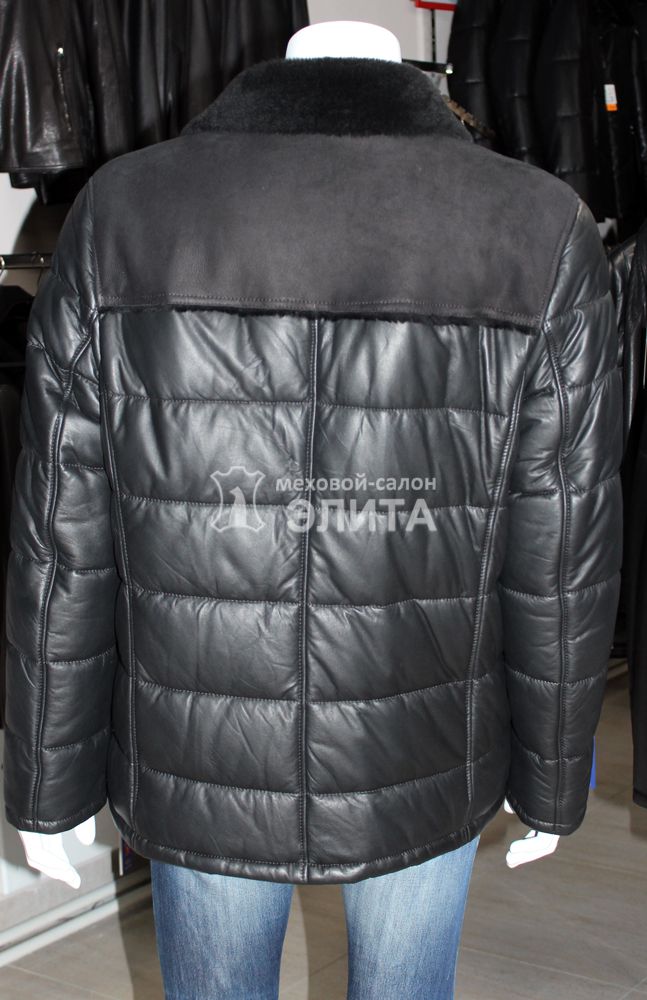 Зимняя мужская кожаная куртка из натуральной кожи 1062, р-р 56-64, цена 31800 рублей в интернет-магазине кожи и меха ЭЛИТА. Вид 2