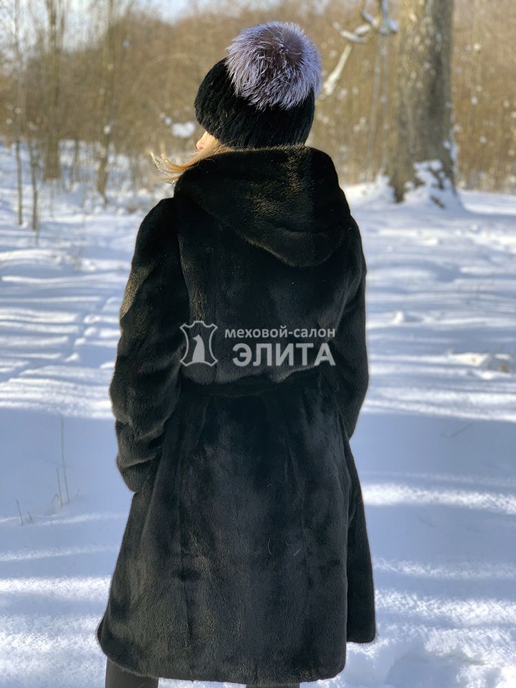 Шуба из норки м. S-1322 р-р 46-50, цена 192900 рублей в интернет-магазине кожи и меха ЭЛИТА. Вид 2