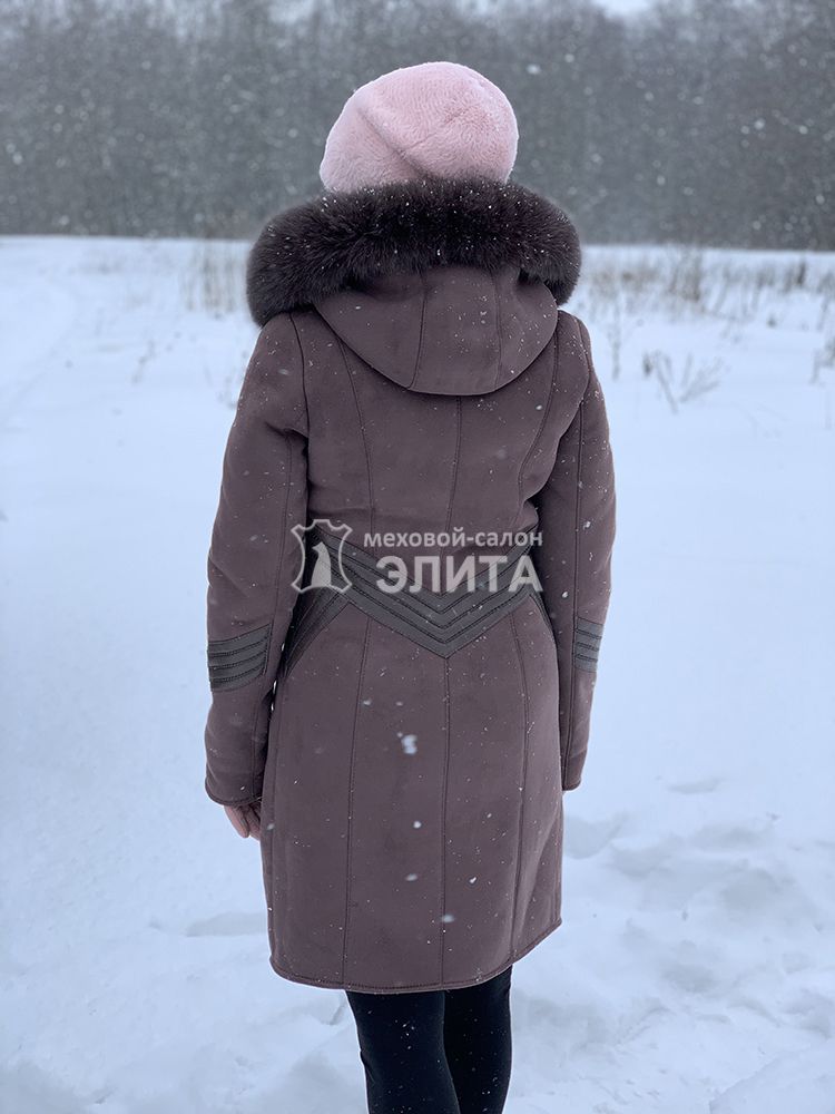 Эко-дубленка с капюшоном м. 1943C р-р 44-56, цена 16200 рублей в интернет-магазине кожи и меха ЭЛИТА. Вид 2