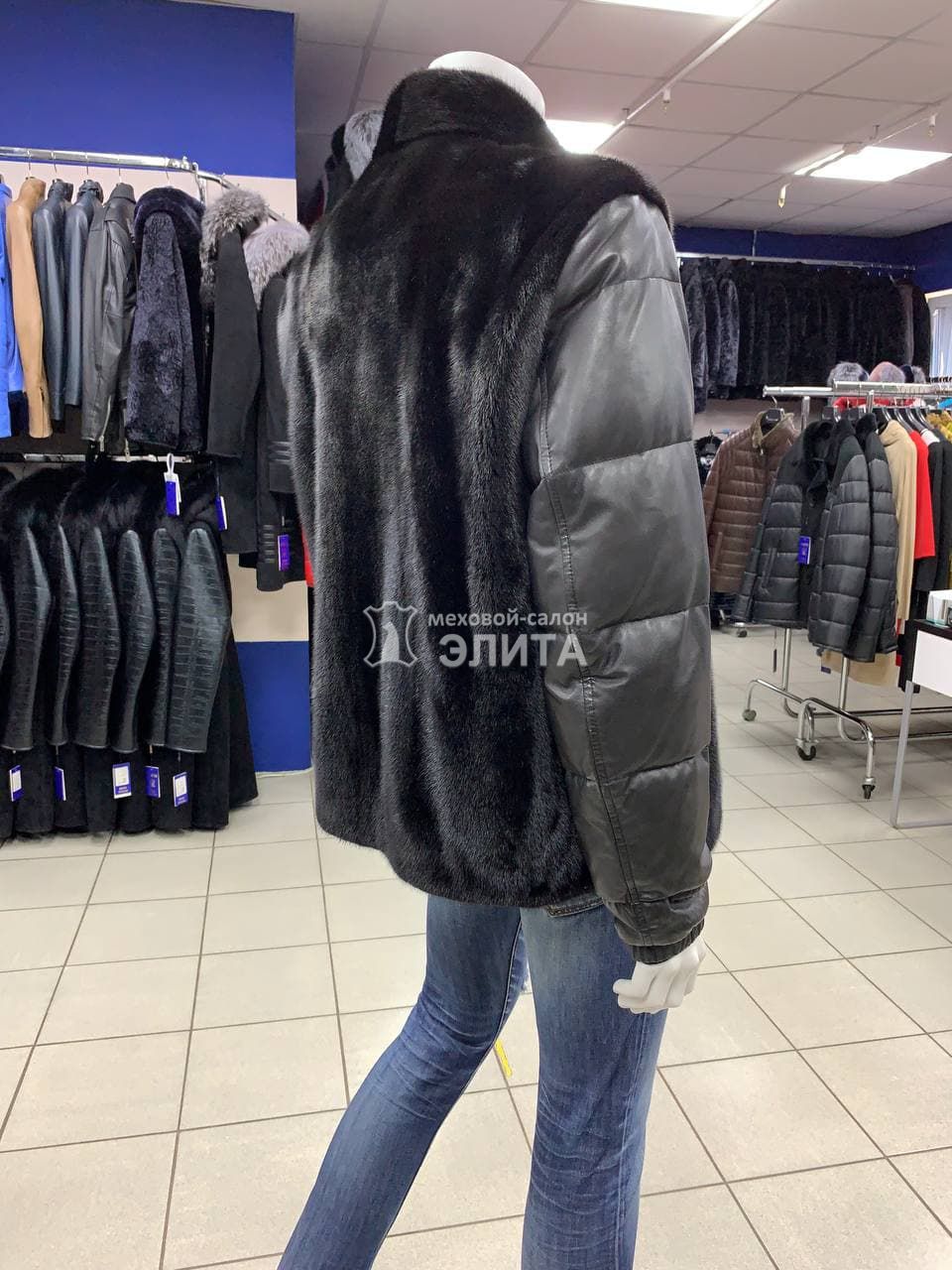 куртка из норки отделка кожа S-02, р-р 52-54, цена 107500 рублей в интернет-магазине кожи и меха ЭЛИТА. Вид 2