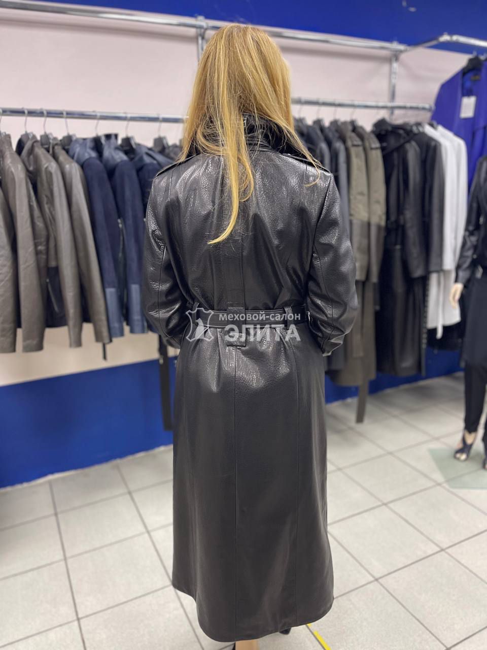 Кожаное пальто м-2758, р-р 46-54, цена 60000 рублей в интернет-магазине кожи и меха ЭЛИТА. Вид 2