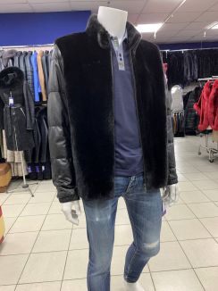 куртка из норки отделка кожа S-02, р-р 52-54, цена 107500 рублей в интернет-магазине кожи и меха ЭЛИТА