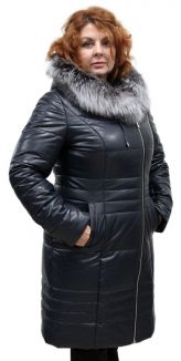 Пальто из эко кожи 16837G, синее р-р 48-58, цена 15300 рублей в интернет-магазине кожи и меха ЭЛИТА