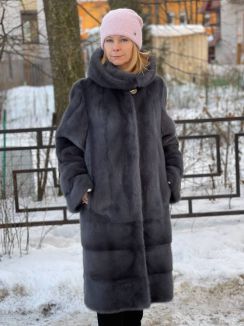 Пальто из норки S-1309 р-р 50-56, цена 185100 рублей в интернет-магазине кожи и меха ЭЛИТА