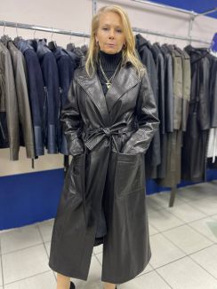 Кожаное пальто м-2758, р-р 46-54, цена 60000 рублей в интернет-магазине кожи и меха ЭЛИТА